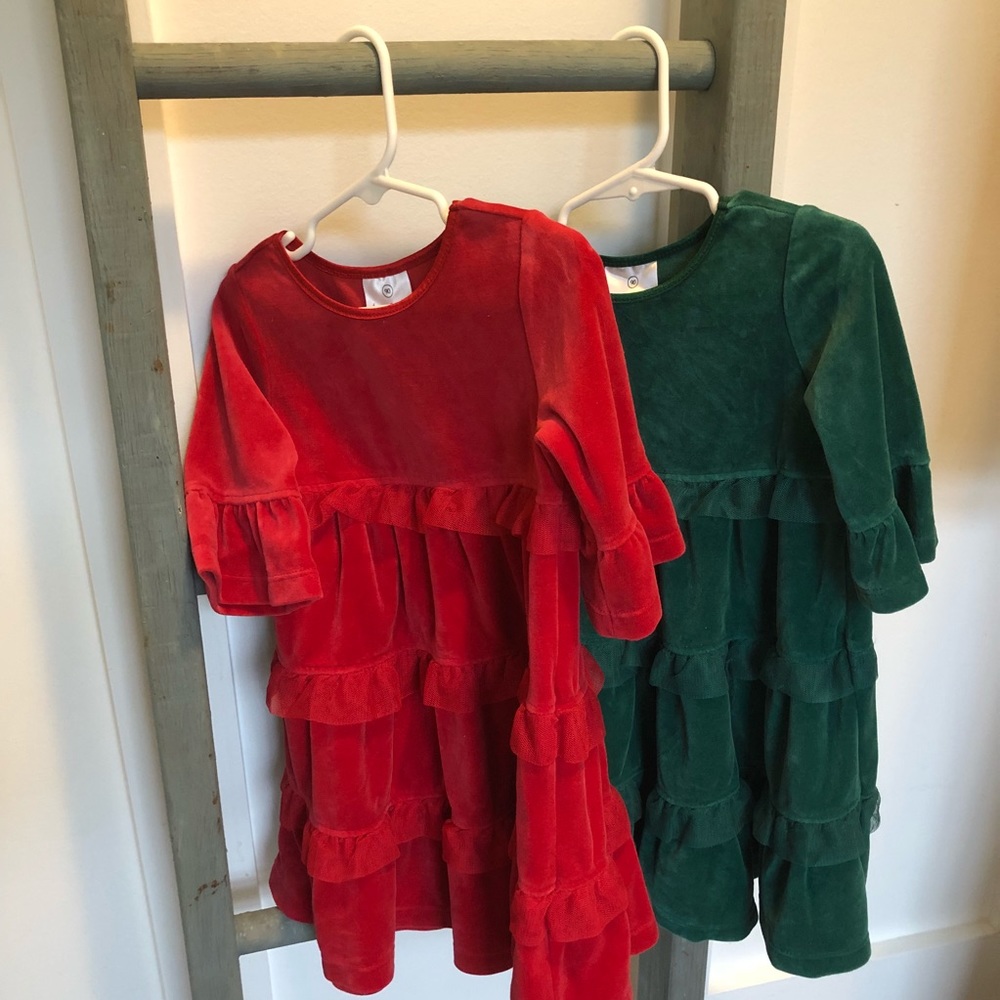 TWO Hanna Andersson Velvet Holiday Twirl Dresses 3